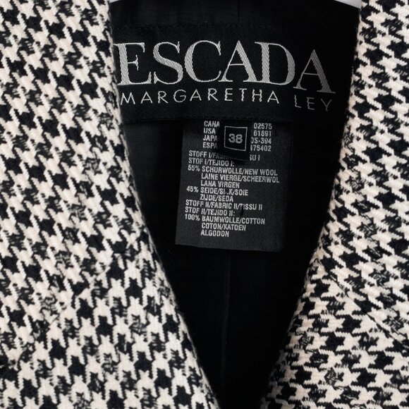 Escada Vintage Black White Houndstooth Double Breasted Velvet Blazer - Picture 4 of 10